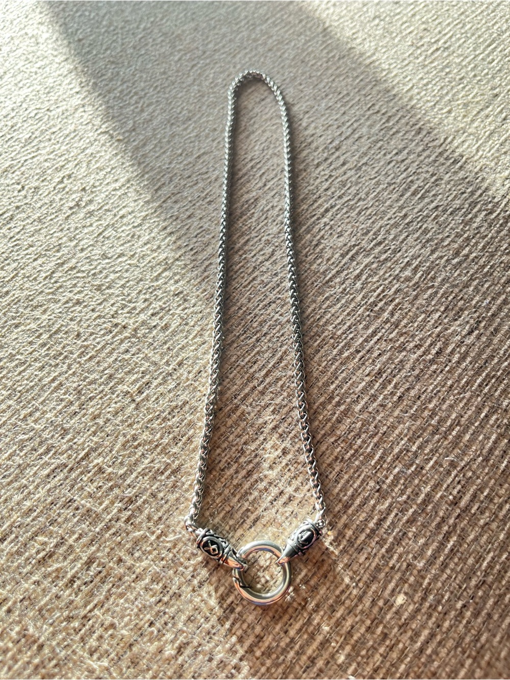 Sterling Silver Rope circle of light love Necklace with Ring Pendant - 18inches